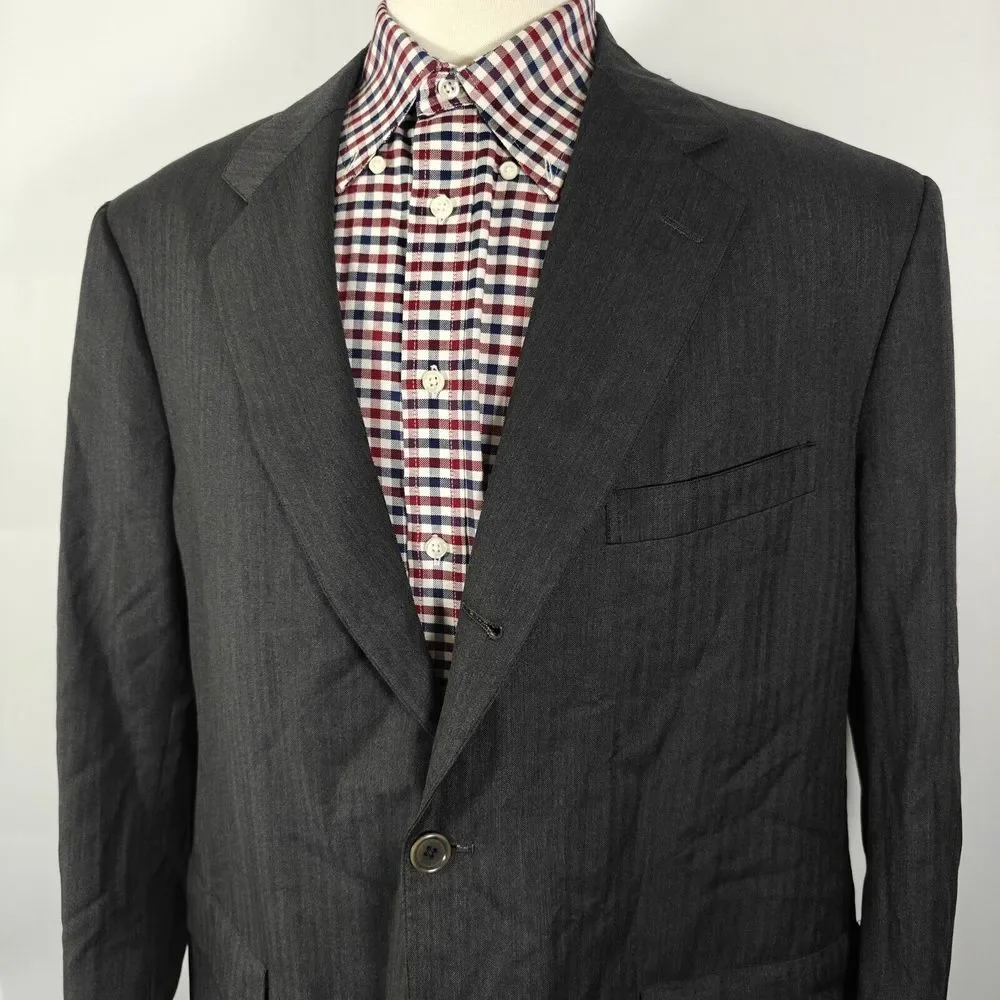 Brooks Brothers Golden Fleece Men's Sport Coat Two Button Gray‎ Herringbone 48R